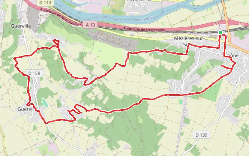 Tracé du parcours Boucle d'Épône à Guerville par les lavoirs