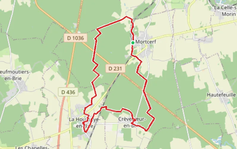 Tracé du parcours La Forêt de Crécy en boucle au départ de Mortcerf