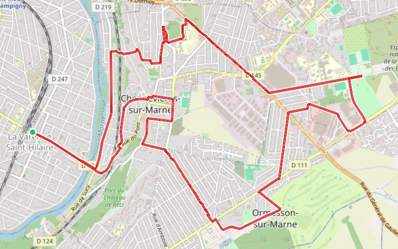 Tracé du parcours Petites et grandes aventures : Chennevières-sur-Marne et Ormesson-sur-Marne
