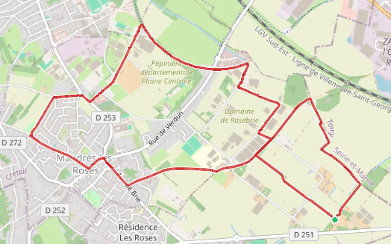 Tracé du parcours Sentier d’interprétation agricole à Périgny-sur-Yerres et Mandres-les-Roses