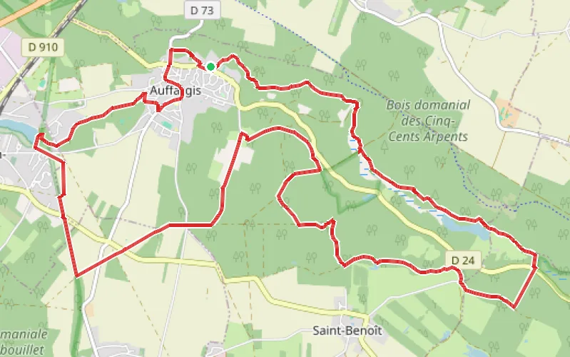 Tracé du parcours Au départ d'Auffargis par les rigoles, les bois et les Vaux de Cernay