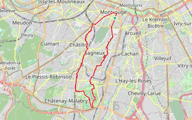Tracé du parcours Le Parc de Sceaux depuis Montrouge