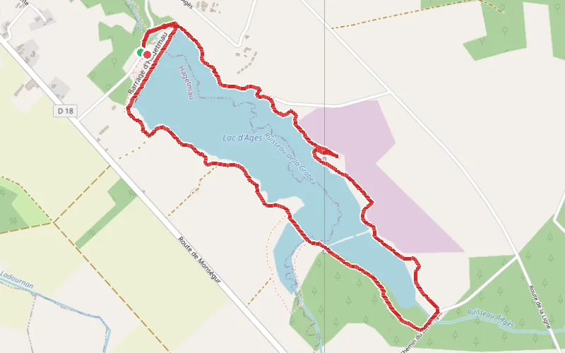 Tracé du parcours Tour du Lac d'Agès