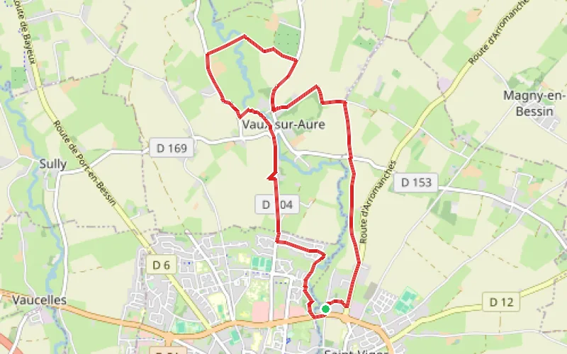 Tracé du parcours De Bayeux à Vaux-sur-Aure