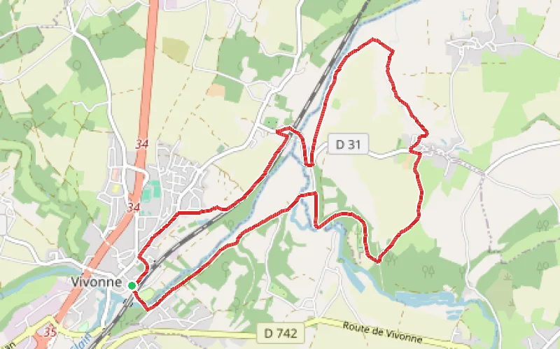 Tracé du parcours Boucle n°6 Danlot - Jouarenne - le Roseau depuis Vivonne