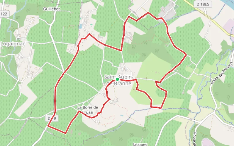 Tracé du parcours Autour de Saint-Aubin-de Branne