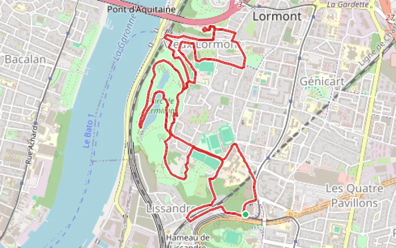 Tracé du parcours Les balcons de Lormont : du Château des Iris à celui du Prince Noir