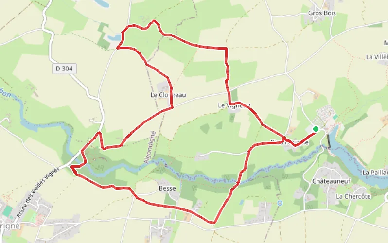 Tracé du parcours Entre Prailles et Lambon