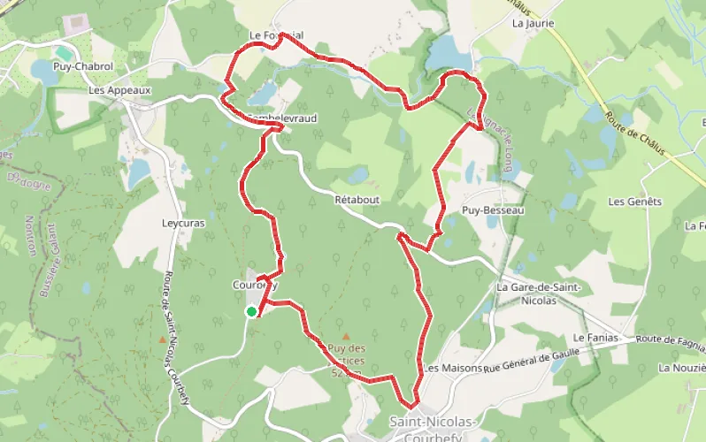 Tracé du parcours Les Bonnes Fontaines de Courbefy