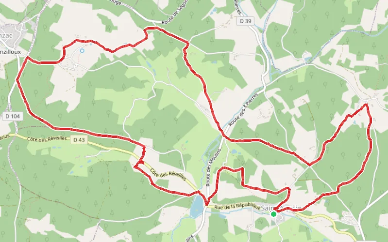Tracé du parcours Boucle des châteaux et de Charroux