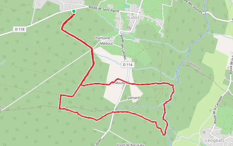 Tracé du parcours Boucle autour de Budos