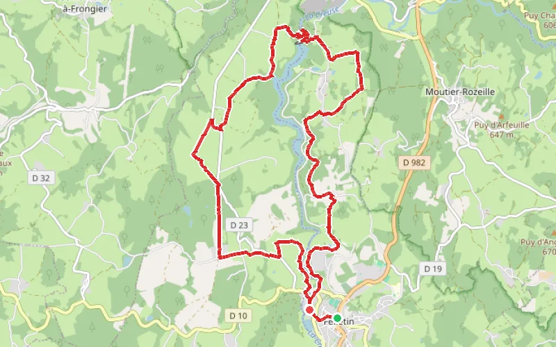 Tracé du parcours Boucle de Felletin au barrage des Combes