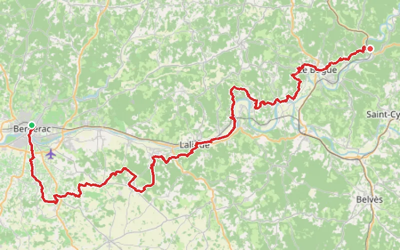 Tracé du parcours Les méandres de la Dordogne