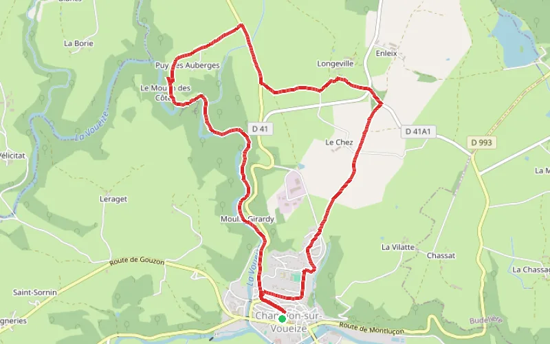 Tracé du parcours Les Gorges de la Voueize