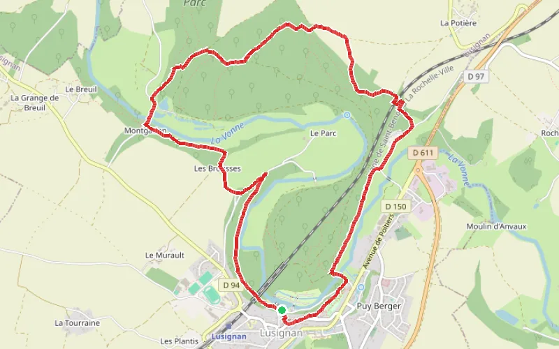 Tracé du parcours Le sentier de Mélusine à Lusignan