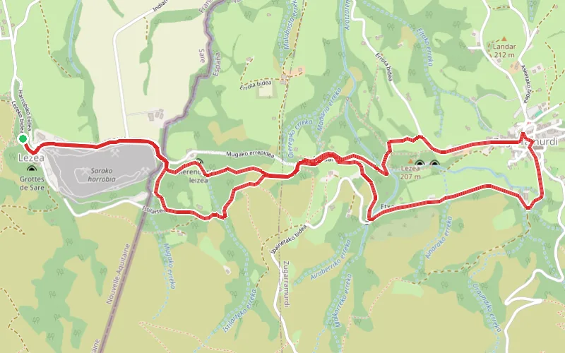 Tracé du parcours Zugarramurdi depuis les Grottes de Sare
