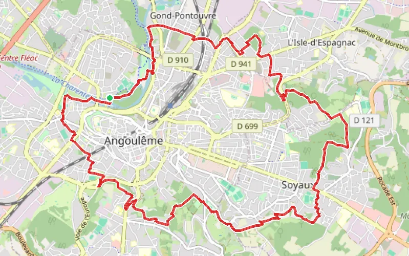 Tracé du parcours Le Périph'vert à Angoulême