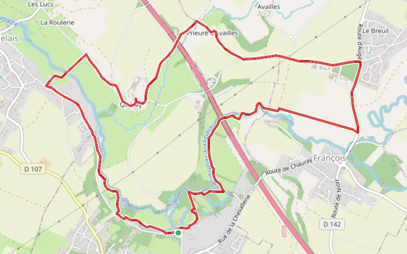 Tracé du parcours Les bords de la Sèvre Niortaise depuis Le Défens