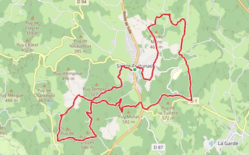 Tracé du parcours Les Puy de Sainte-Fortunade