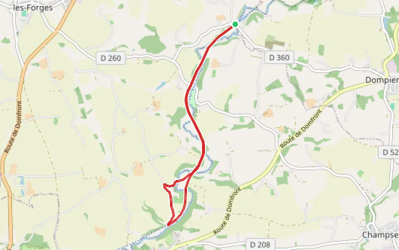 Tracé du parcours Forges de Varennes et La Nocherie par la voie Verte et chemins