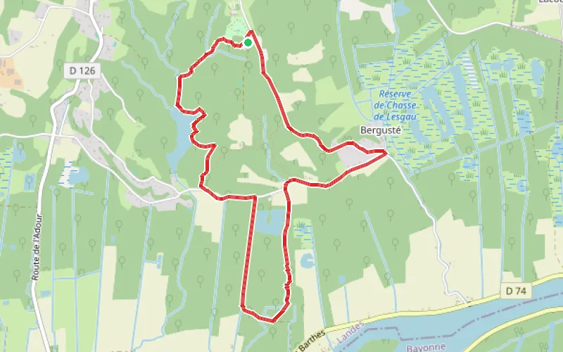 Tracé du parcours Barthes de l'Adour à Saint-Martin
