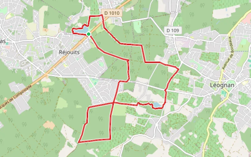 Tracé du parcours Du Lac Vert au Lac Bleu, entre pins et vignes dans les landes girondines