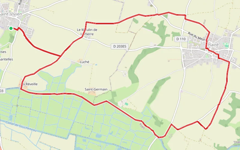 Tracé du parcours Entre Saint-Vivien et Thairé