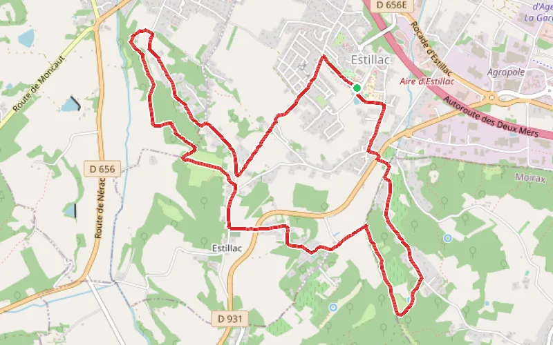 Tracé du parcours Château de Roquefort depuis Estillac