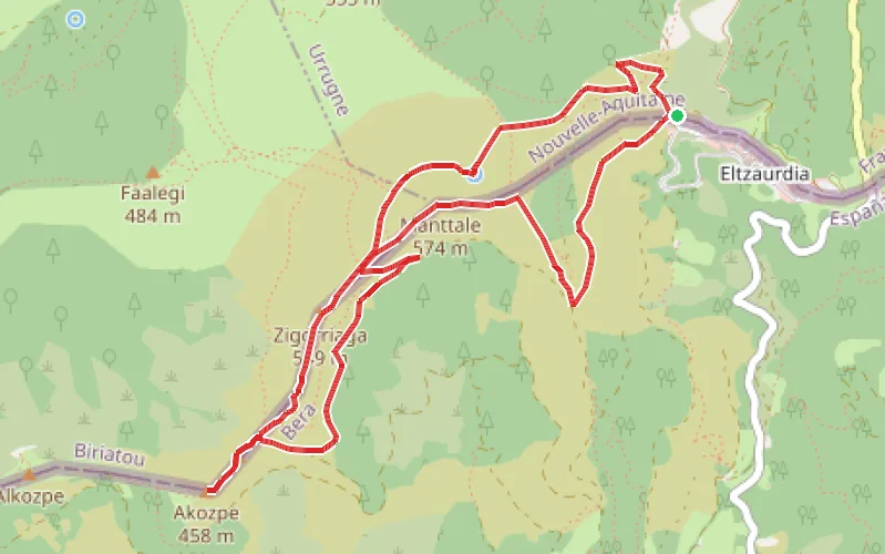 Tracé du parcours Boucle des sommets Zigorriaga, Akozpe et Manttale