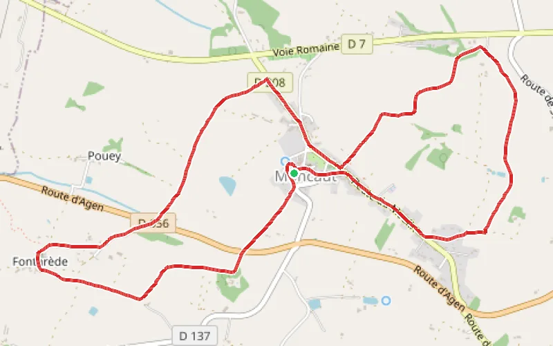 Tracé du parcours Double boucle autour de Moncaut