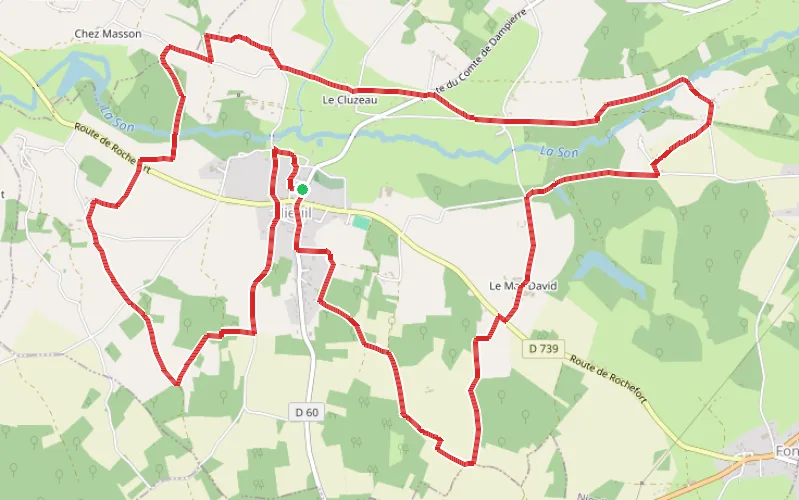 Tracé du parcours Sentier de la Grotte aux Fées au départ de Nieuil