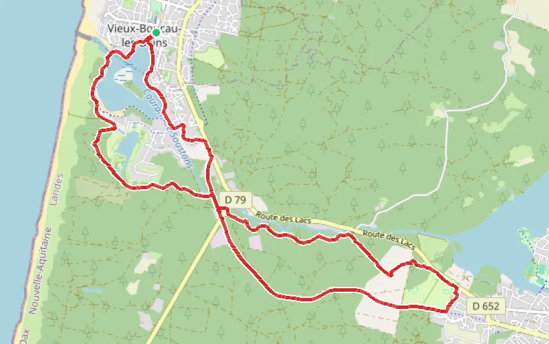 Tracé du parcours Boucle de Vieux-Boucau à Soustons