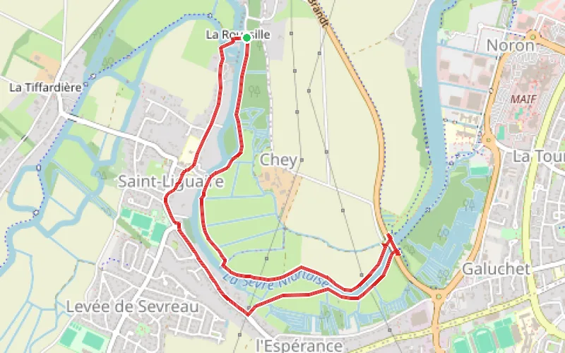Tracé du parcours Boucle autour de la Sèvre entre La Roussille et Saint-Liguaire