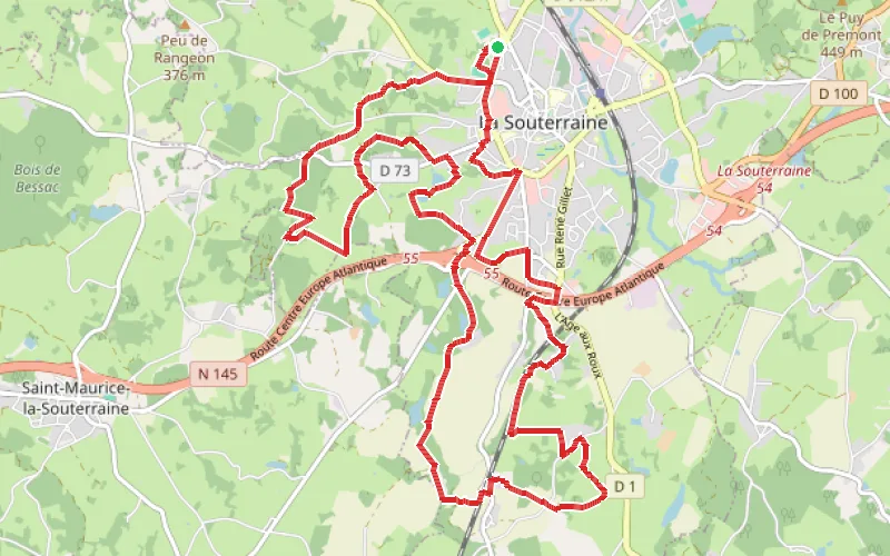 Tracé du parcours Parcours Urbain POLT à la Souterraine