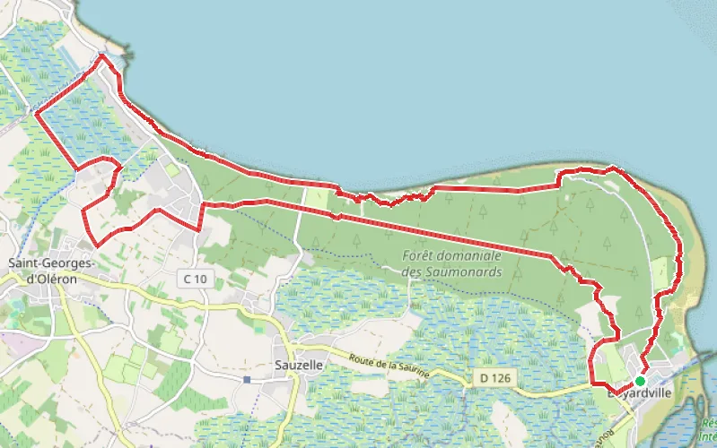 Tracé du parcours Boyardville - Le Douhet en boucle