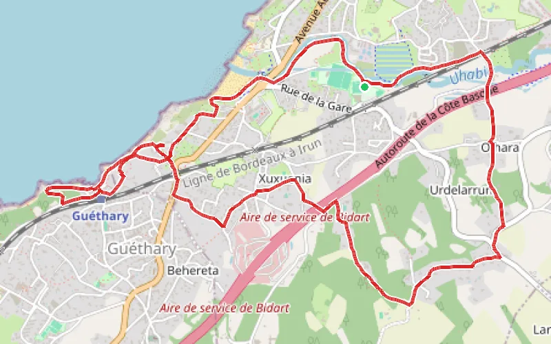 Tracé du parcours Boucle Ithurbidea à Bidart et Guéthary