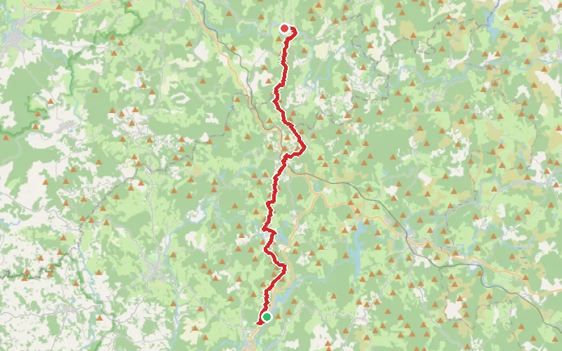 Tracé du parcours De Treignac à Nedde