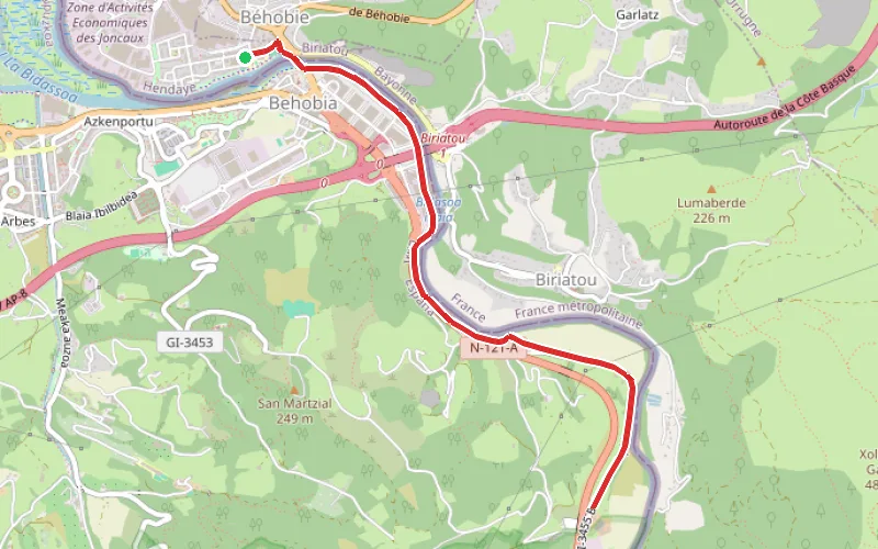Tracé du parcours La Bidassoa de Behobie à Irun