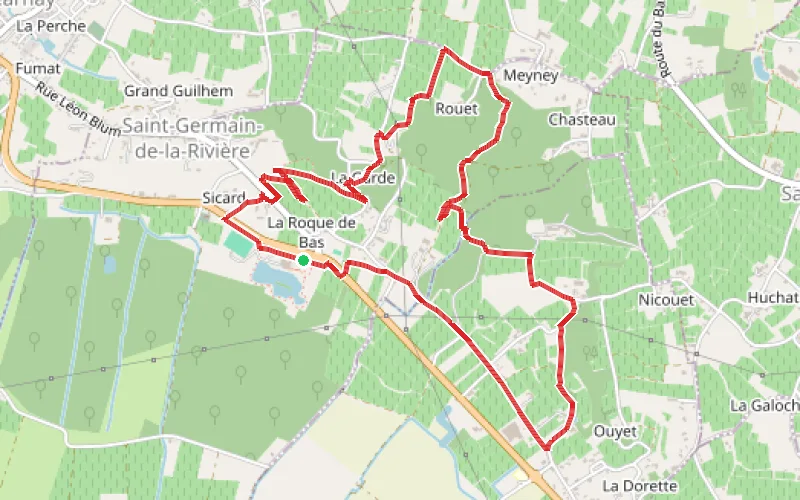 Tracé du parcours À l'Est de Saint-Germain-de-la-Rivière