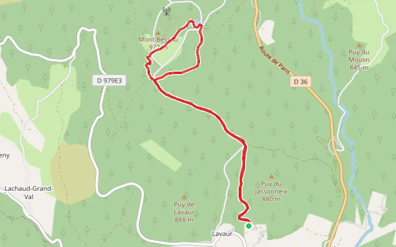 Tracé du parcours Du monastère de Jassonneix au Mont Bessou
