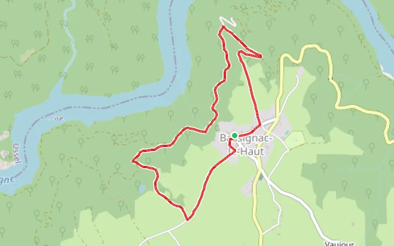 Tracé du parcours Bassignac-le-Haut et la Dordogne