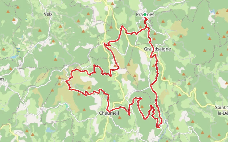 Tracé du parcours Tournée des puys au départ de Pradines