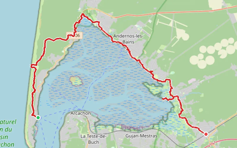 Tracé du parcours Semi-tour du Bassin d'Arcachon