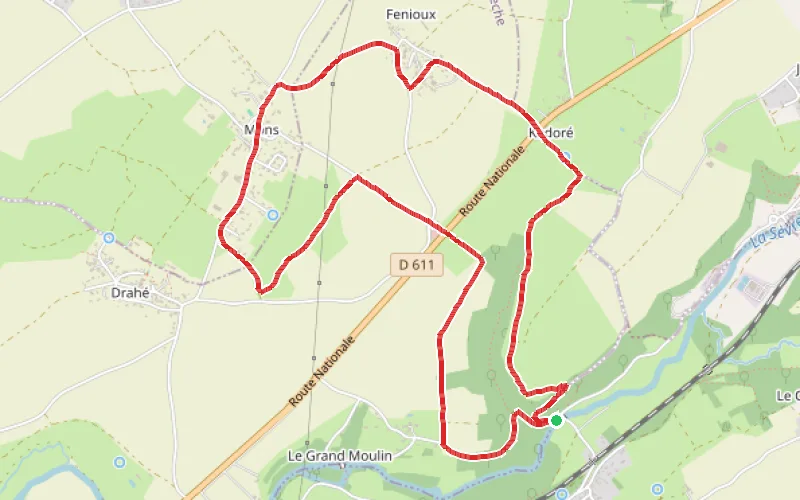 Tracé du parcours Autour de Sainte-Néomaye par Mons, Fenioux et Kadoré