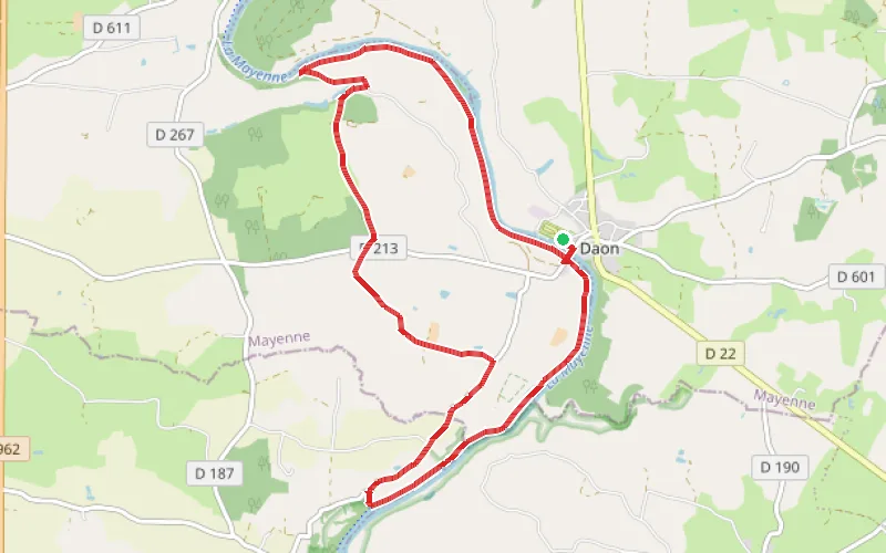 Tracé du parcours Circuit de Bellevue à Daon