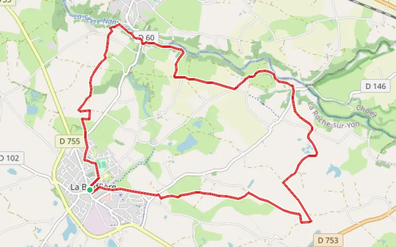 Tracé du parcours Le long de la Sèvre Nantaise autour de La Bruffière