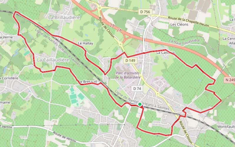 Tracé du parcours Un circuit Vignes et Villages à La Haie-Fouassière
