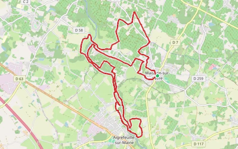 Tracé du parcours Boucle de Maisdon-sur-Sévre à Aigrefeuille