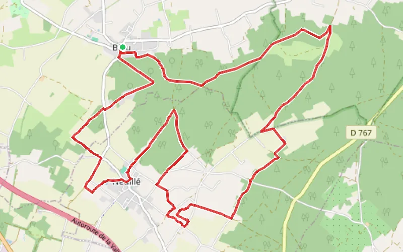 Tracé du parcours Entre Blou et Neuillé