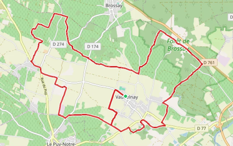 Tracé du parcours De bois en vignes et lavoirs autour du Vaudelnay